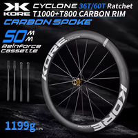 AliExpress KORE Carbon Spokes Wheels 700C Road Racing Wheelset Tubeless Disc Brake 36T/60T HG XDR Hub 1199g Carbon Rim Road Bike Wheel set
