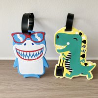 1pc/2pcs Travel Cute Dinosaur Luggage Tag Pendant Luggage Anti Loss Signage Pendant Funny Shark Bag Pendant unisex gift