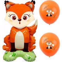 12pcs/set Cute 4D Fox Balloons Baby Shower Party Decorations Kids Woodland Animals Birthday Supplies Orange