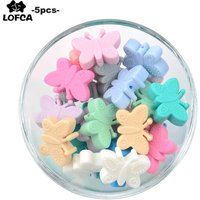 Butterfly Beads Silicone 5pcs Teethers BPA Free DIY Loose Bead For Teething Necklace Animal Shaped Pacifier Holder Accessories