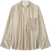 Women's Shirt with Embroidered Pocket New 2026 Summer Lightweight O Neck Long Sleeve Elegant Tops Female Chic Blouse & Shirts