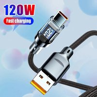 120W Fast Charge USB A To Type C Data Cable For Samsung Huawei Xiaomi iPhone Oneplus Quick Charging Digital Display USB-C Wire