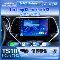 Radio samochodowe z Androidem 16 do Jeep Cherokee 5 KL 2014 - 2018, ekran GPS, nawigacja, Carplay, DVD, bez 2din, 4G Wifi, wideo 2k, autoradio, BT