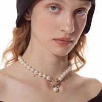 Bow Plush Teddy Bear Pendant Artificial Pearl Necklace Party Gift