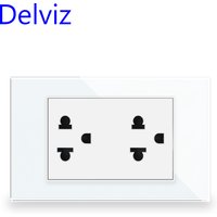 Delviz Thailand Standard Power Outlet, AC 110V~250V, 120mm*72mm Toughening Crystal Glass Panel, Thai Electric Plug 15A Wall Sock