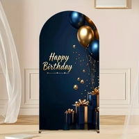 Royal Blue Gold Birthday Arch Backdrop Spandex Fabric Party Photo Booth Background Decor for Men Women Kids