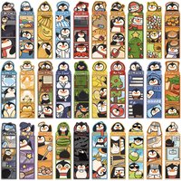 30PCS Cartoon Wacky Penguin Bookmarks Funny Penguin Scene Theme Bookmark DIY Reading Lovers School Office Stationery Supplies