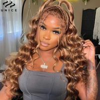 UNice Honey Blonde Highlight Body Wave Wig Pre Plucked 13x4 Human Hair Lace Front Wig Clearance On Sale