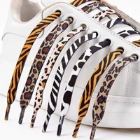 1Pair Leopard Shoelaces for Sneakers Fabric Flat Shoe Laces White Black Zebra Shoelace Elastic Laces 120/140/160CM Shoes Strings