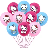 10pcs Cartoon Blue Pink Hello Kitty Latex Balloons Set Kids Girl Cat Balloons Happy Birthday Party Baby Shower Decoration Toys