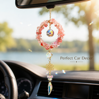 Natural Crystal Suncatcher Hanging Ornament, Rainbow Gemstone Car Rearview Mirror Charm, Handmade Window Prism Decor Gift