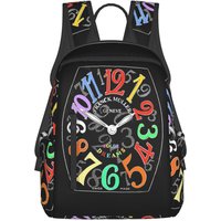 Franck Muller Color Dreams Hand Drawn Watch Face Backpack Daypack Large Capacity BookBag School Bag Shoulder Bags for Men Women