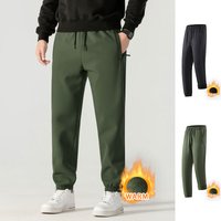 Men Sports Long Pants Winter Warm Outdoor Waterproof Windproof Running Sports Trousers Thick Elastic Waist Jogging Casual Pants