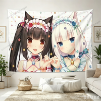 Aesthetic Kawaii Tapestry Anime Nekopara Wall Tapestries Sweet Girl Cartoon Manga Girl Flags Cute Dorm Background Cloth Banners
