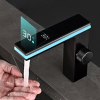 Intelligent Digital Display Faucet Ambient Light Basin Hot and Cold Faucet Creative All Copper Bathroom Washbasin Faucet
