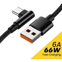 6A 66W 90 Degree Elbow Phones Cable USB Fast Charging Cable for Samsung Xiaomi Huawei OnePlus Android Device 0.25m/1m/1.5m/2m/3m