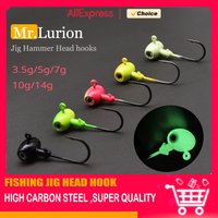 Mr.Lurion 5pcs 3.5g 5g 7g 10g 14g jig head fishing bass hooks for soft plastic lure baits , perch pike fishing hooks tackle isca