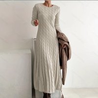 Robe longue en tricot pour femme, automne-hiver, style streetwear, robe élégante en jacquard, robe moulante unie, pull