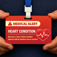 1SET, Medical Alert Card Heart Condition Emergency Medical ID Identification Card PVC Waterproof Wearable Warning Card with Neck