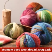 300g Pack Rainbow Wool Yarn Crochet for Scarf Clothing Shawl DIY Hand Knitting Segmental Dyeing Woolen Thread Soft Comfortable