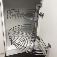 a double-layer storage rack The arc-shaped pull-out basket in the corner of the cabinet can be rotated 180 degrees