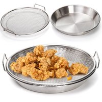 Oil Filter Tray Stainless Steel Filter Tray Reusable Round Mesh Basket Fruit Vegetable Water Filter Trays for Grilling Frying