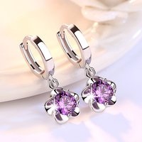 925 Sterling Silver Flower AAAAA Zircon Earrings For Women Wedding Party Fashion Charm Luxury Jewelry