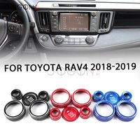 Aluminum Car Interior Air Conditioner AC Volume Radio Knob Start Stop Push Switch Button Cover Trim For Toyota RAV4 2019-2025