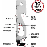 10 in 1 EDC Pocket Survival Tool Camping Screwdriver Bottle Opener Ruler Key chain Outdoor Tools for Hiking Fishing