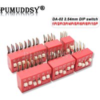 5PCS/LOT DIP Switch 2.54MM DA-02 1/2/3/4/5/6/8/10P Horizontal Dial 90 Degrees Plug-in PUMUDDSY Side Insert Bent Foot Switch New