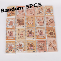5 Pcs Random Capybara A7 Spiral Notebooks, Thick High-Quality Exercise Books with Cute Watercolor Illustrations for School & Off