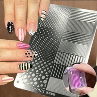 1Pcs Kawaii Polka Dot Stripes Nail Stamping Plates 14.5*9.5cm Stainless Steel Striped Wave Points Line Stencil Nail Art Template