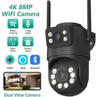 4K HD Dual Lens WIFI Camera 2K Dual Screen PTZ Camera Outdoor Auto Tracking Security Camera IP66 Waterproof Surveillance ICSEE