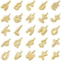 26-Letter Charm Pendant A–Z Initial Charms for Jewelry Making Gold-Plated Brass Hip-Hop Jewelry Supplies Wholesale:VD1343