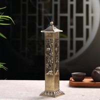 Retro Column Vertical Incense Burner Hollow Bamboo Sandalwood Censer 21cm Incense Stick Holder Fragrance Ornaments Home Decor