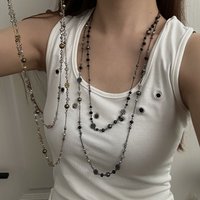 ZAKOL Vintage Flower Glass Beaded Double Layered Stacking Chains Necklaces for Women Temperament Sweater Fashion Jewelry