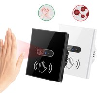Smart Wall Light Switch Hand Sweep Sensor Infrared Sensor Switch Glass Display Panel Neutral Wire10A No Touch Needed