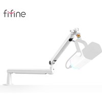 FIFINE Low-profile Boom Arm Microphone Stand with Desk Mount/Cable Managment, Adjustable Mic Boom for AM8 K688-White BM88W image 4