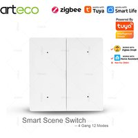 Arteco Tuya Zigbee 3.0 Wireless Push Button Smart Scene Switch On Off Controller Home Automation Scene Works With Smart Life Z2M