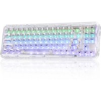 YUNZII X71 White 68% Layout Wireless BT/2.4G/USB-C Gasket Hot-Swap Transparent RGB Mechanical Gaming Keyboard with Clear Keycaps