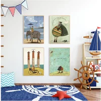 Vintage Nordic Abstract Landscape Love Dogs Pet Canvas Wall Art Paintings Posters and Prints Pictures Living Room Home Decor