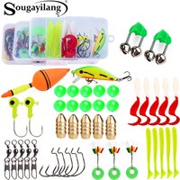 Sougayilang Fishing Accessories Bait Kit Including Jig Hooks Fishing Sinker Weight Fishing Swivels Snaps with Fishing Tackle Box