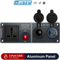 Car Charger Multi-Functions Aluminum Panel Inverter AC110V 220V Dual Port USB QC3.0 12V 24V for RV Yacht Travel Trailers