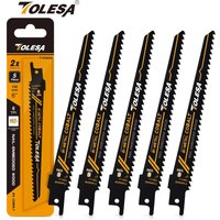 TOLESA 5PCS Reciprocating Saw Blades for Wood Window Door Demolition and Construction Bi-Metal with Cobalt Sharp Cutting 6TPI