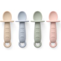 100% Silicone Self Feeding Spoons for Baby Infant Soft-Tip Training Spoon Toddler Starter Led Weaning 2pack