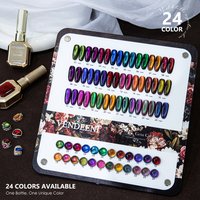 Vendeeni Fancy 24 Colors Gemstone Cat Eye With Color Card Different Bottle Dynamic Crystal Glass Bead Magnetic Cat Eye Nail Gel