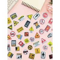 50PCS Traffic Danger Banning Signs Warning Stickers Motorcycle Helmet Bike Warning Pattern Sign Graffiti Decals Kids Toys Gift