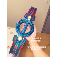Double-Edged Laser Sword LED Light-Up Retractable Bearing Rotation Cool Glowing Toy Sword for Children Entertainment