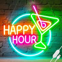 Happy Hour dimmable LED neon sign, 5V USB power supply suitable for wall decoration, bars, clubs, birthday parties