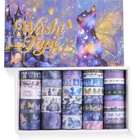 35 Rolls Purple Fairy Magic Washi Tape Set - Cute Elves Castle Black Cat Butterfly Designs